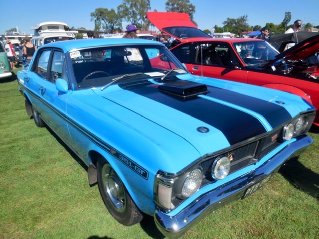 Close up view blue 1971 Ford XY Falcon GT 351